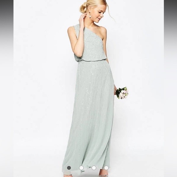 ASOS Dresses & Skirts - ASOS WEDDING Embellished One Shoulder Maxi Dress Size Small